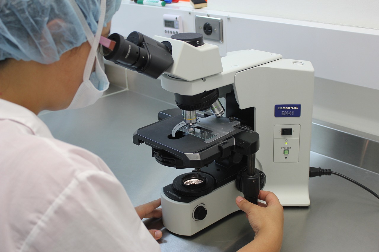 Using a microscope in a laboratory